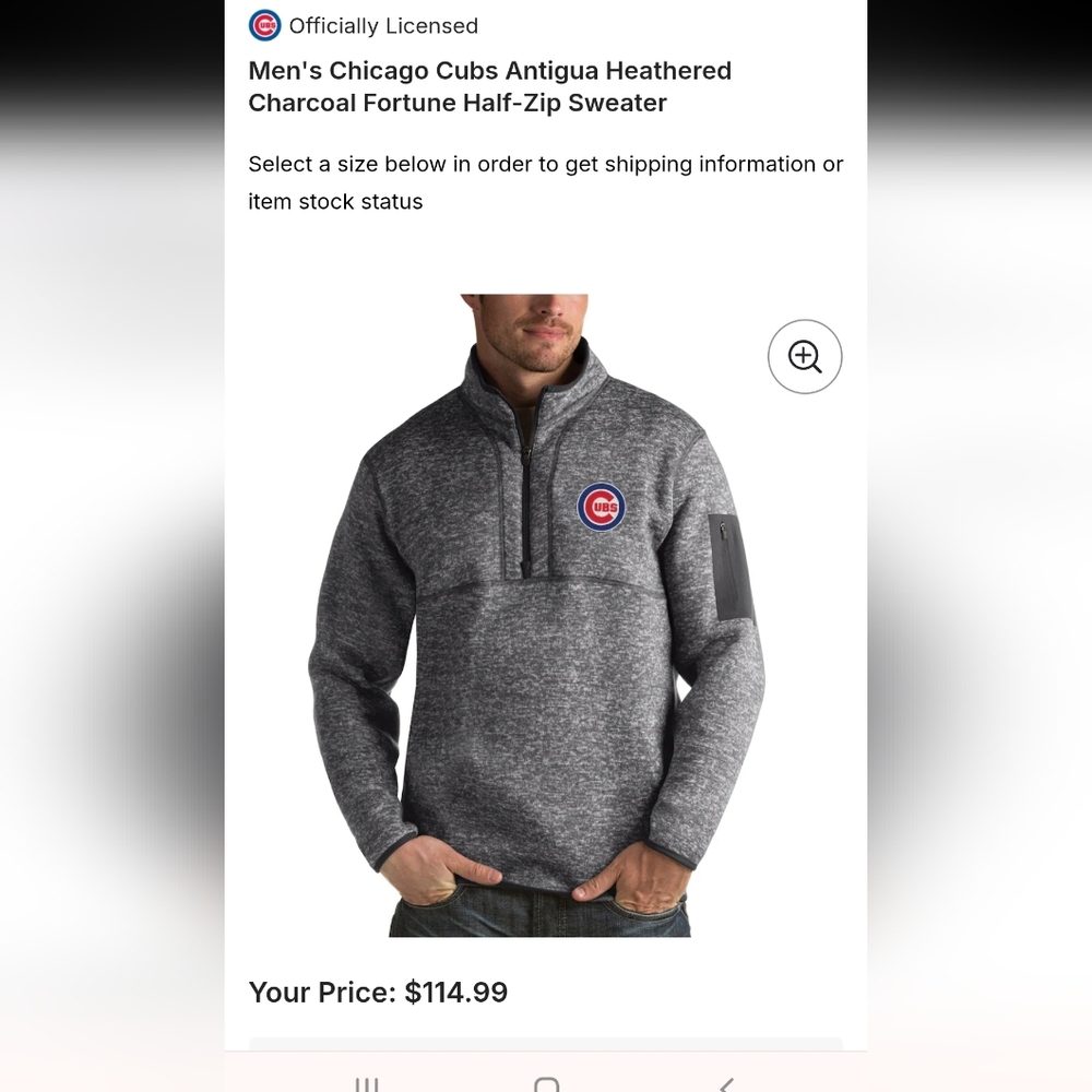 Gray Half-Zip Pullover with Cubs Logo - Picture 15 of 15